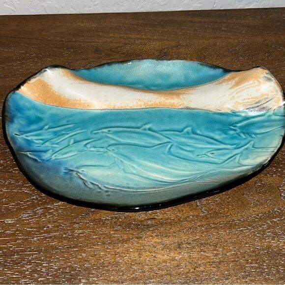Ina Koch Dolphin Ceramic Decorative Dish - Picture 1 of 5